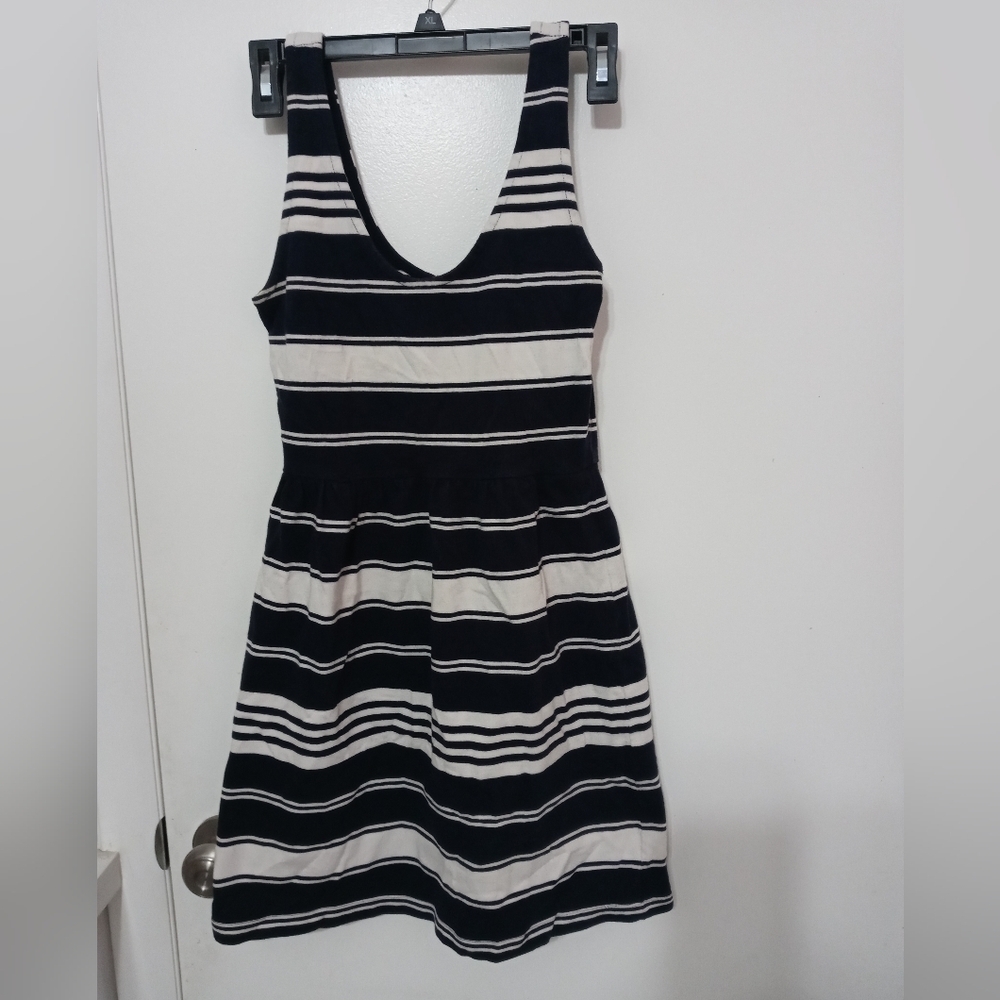J. Crew Nautical style Striped Sleeveless Tank Midi Dress button up back